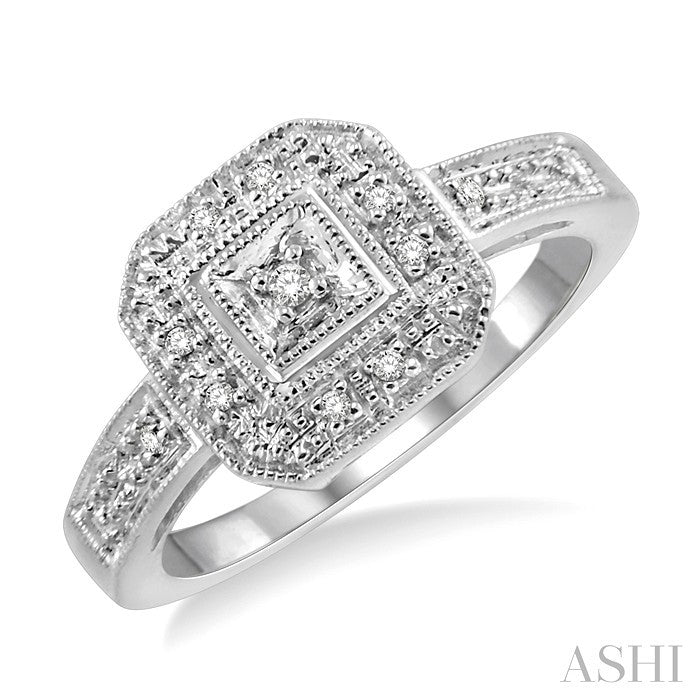 1/20 Ctw Round Cut Diamond Ring in 14K White Gold