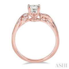 3/8 Ctw Diamond Engagement Ring with 1/3 Ct Princess Cut Center Stone in 14K Rose Gold