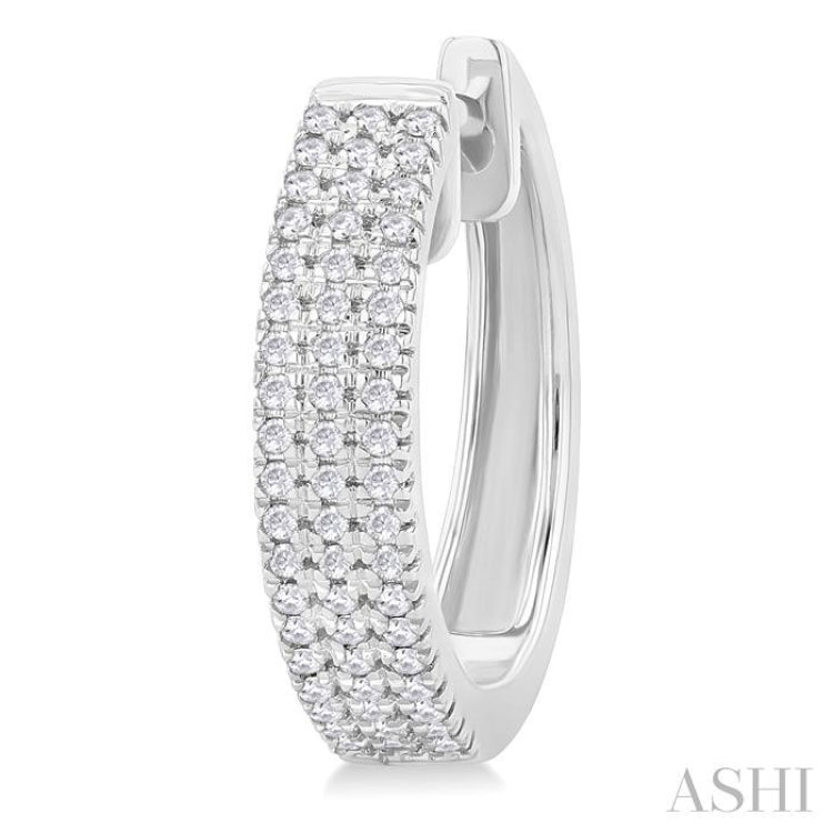 1/3 Ctw Triple Row Round Cut Diamond Hoop Earring in 14K White Gold