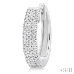 1/3 Ctw Triple Row Round Cut Diamond Hoop Earring in 14K White Gold