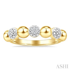 4 MM Bold Bead and 1/20 Ctw Round Cut Diamond Fashion Ring in Yellow Gold Vermeil