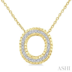1/20 Ctw Bubble Accent Initial 'O' Round Cut Diamond Fashion Pendant With Chain in Yellow Gold Vermeil