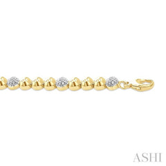 6 MM Bold Bead and 1/5 Ctw Round Cut Diamond Fashion Bracelet in Yellow Gold Vermeil