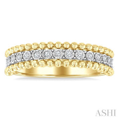 1/10 Ctw Round Cut Diamond Bold Bead Design Fashion Band in Yellow Gold Vermeil