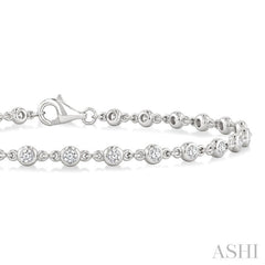 1 Ctw Bezel Set Round Cut Diamond Station Brecelet in 14K White Gold