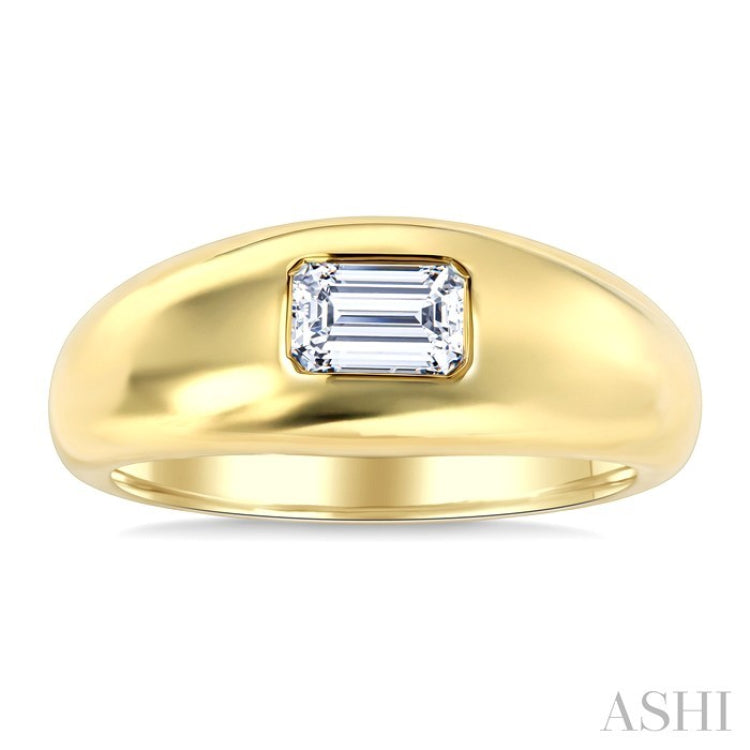 1/2 Ctw East-West Set Octagon Cut Diamond Solitaire Fashion Ring in 14K Yellow Gold