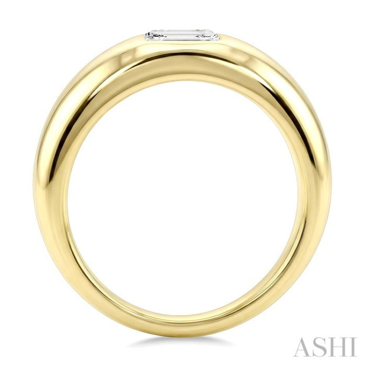 1/2 Ctw East-West Set Octagon Cut Diamond Solitaire Fashion Ring in 14K Yellow Gold