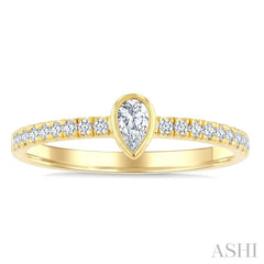 1/3 Ctw Bezel Set Pear and Round Cut Diamond Fashion Ring in 14K Yellow Gold