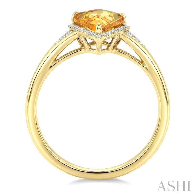 16X7 MM Kite Shape Citrine and 1/6 Ctw Round Cut Diamond Semi-Precious Ring in 10K Yellow Gold