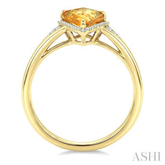 16X7 MM Kite Shape Citrine and 1/6 Ctw Round Cut Diamond Semi-Precious Ring in 10K Yellow Gold
