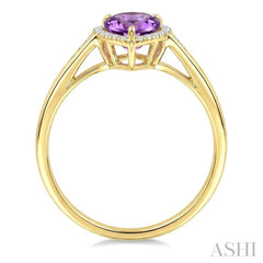 16X6 MM Pear Shape Amethyst and 1/6 Ctw Round Cut Diamond Semi-Precious Ring in 10K Yellow Gold