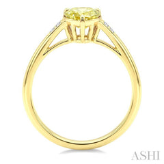 16X6 MM Pear Shape Lemon Quartz and 1/50 Ctw Round Cut Diamond Semi-Precious Ring in 10K Yellow Gold