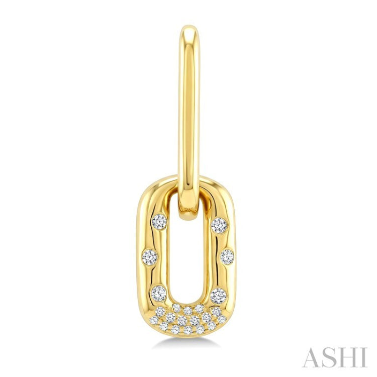 1/5 Ctw Round Cut Diamond Paperclip Mosaic Earrings in 10K Yellow Gold