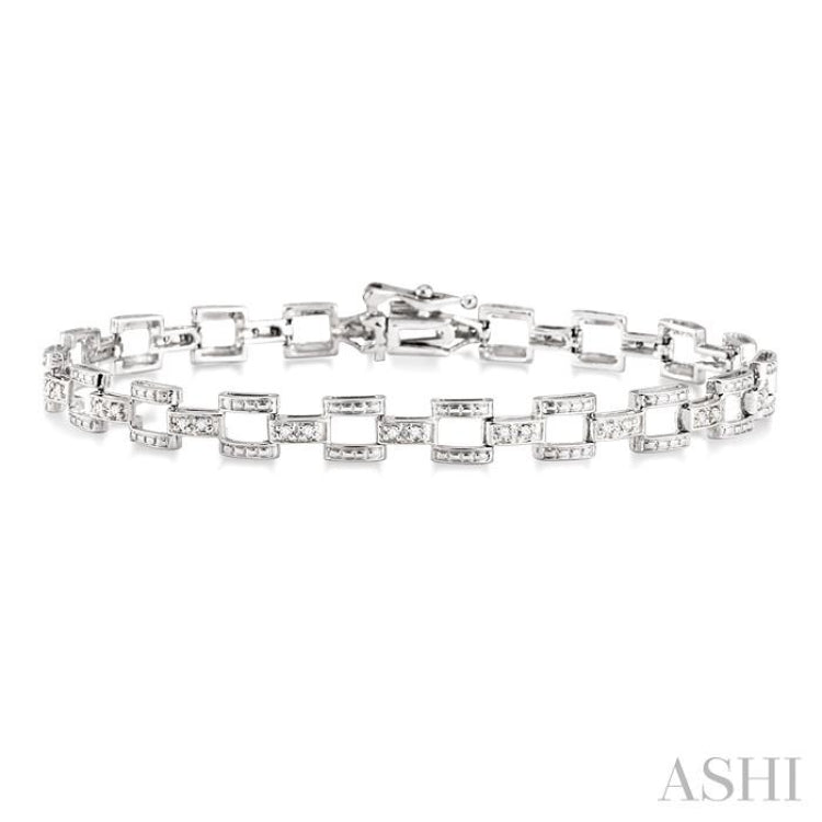 1/4 Ctw Round Cut Diamond Bar Link Bracelet in 10K White Gold