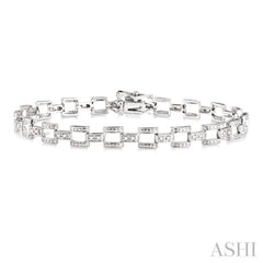 1/4 Ctw Round Cut Diamond Bar Link Bracelet in 10K White Gold