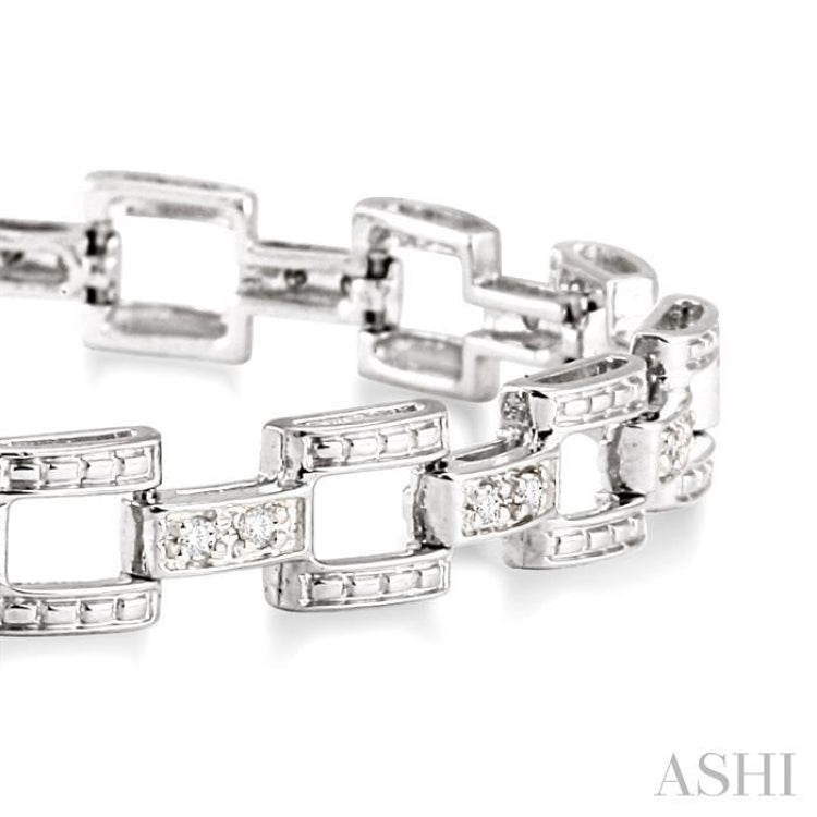 1/4 Ctw Round Cut Diamond Bar Link Bracelet in 10K White Gold