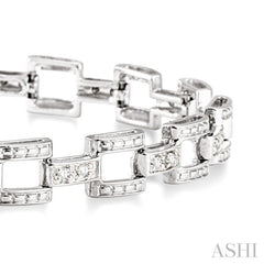 1/4 Ctw Round Cut Diamond Bar Link Bracelet in 10K White Gold