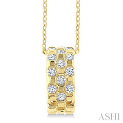1/5 Ctw Round Cut Diamond Checkered Fashion Pendant With Chain in 10K Yellow Gold
