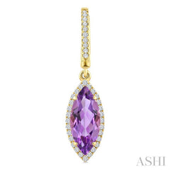 12X5 MM Marquise Shape Amethyst and 1/3 Ctw Round Cut Diamond Semi-Precious Earrings in 10K Yellow Gold