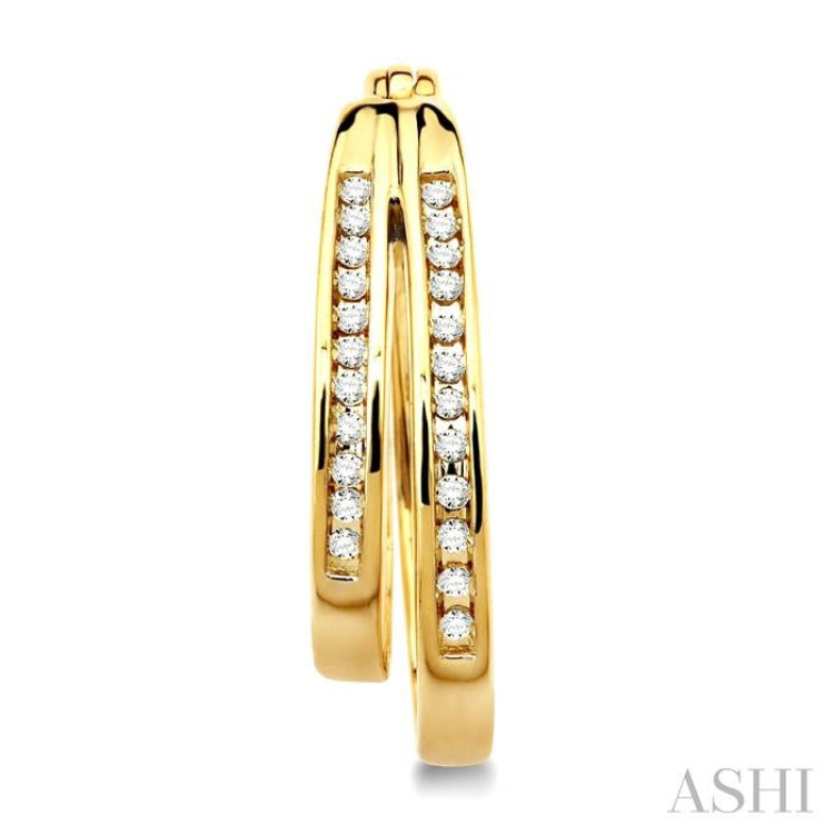 1/4 Ctw Double Row Round Cut Diamond Earrings in 10K Yellow Gold