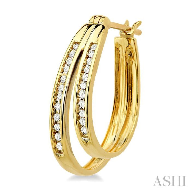 1/4 Ctw Double Row Round Cut Diamond Earrings in 10K Yellow Gold