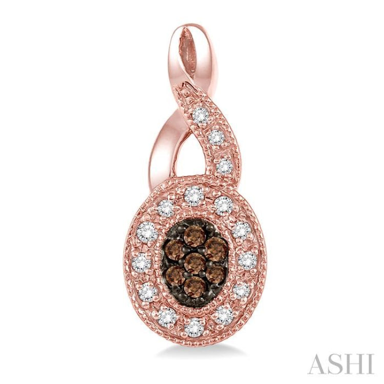3/8 Ctw Round Cut White and Champagne Brown Diamond Earrings in 10K Rose Gold