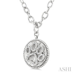 1/10 Ctw Dog Paw Round Cut Diamond Round Fluted Medallion Fashion Pendant With Chain in Sterling Silver