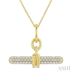 1/3 Ctw Round Cut Diamond T-Bar Fashion Necklace in 14K Yellow Gold