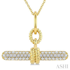1/3 Ctw Round Cut Diamond T-Bar Fashion Necklace in 14K Yellow Gold