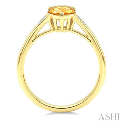 16X6 MM Pear Shape Citrine and 1/50 Ctw Round Cut Diamond Semi-Precious Ring in 10K Yellow Gold