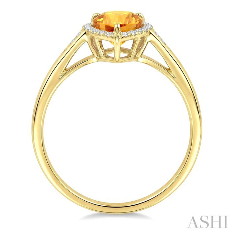 16X6 MM Pear Shape Citrine and 1/6 Ctw Round Cut Diamond Semi-Precious Ring in 10K Yellow Gold