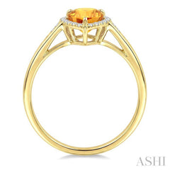 16X6 MM Pear Shape Citrine and 1/6 Ctw Round Cut Diamond Semi-Precious Ring in 10K Yellow Gold