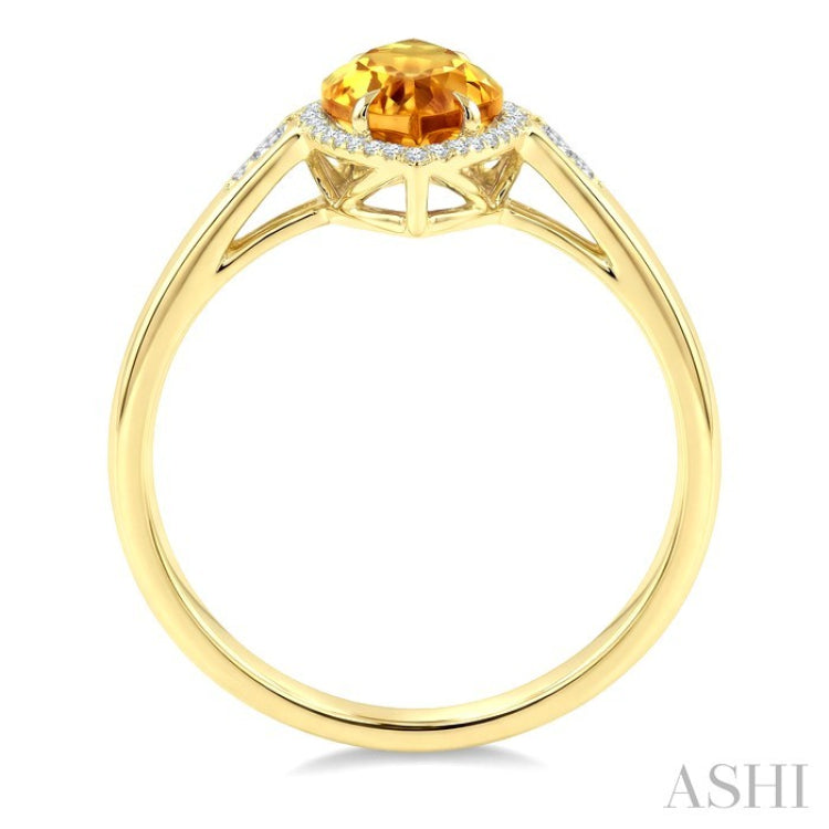16X7 MM Marquise Shape Citrine and 1/6 Ctw Round Cut Diamond Semi-Precious Ring in 10K Yellow Gold