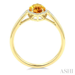 16X7 MM Marquise Shape Citrine and 1/6 Ctw Round Cut Diamond Semi-Precious Ring in 10K Yellow Gold