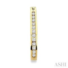 1/2 Ctw Channel Set Round Cut Diamond Hoop Earrings in 10K Yellow Gold
