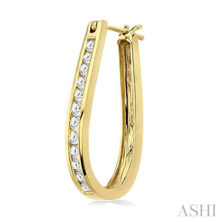 1/2 Ctw Channel Set Round Cut Diamond Hoop Earrings in 10K Yellow Gold