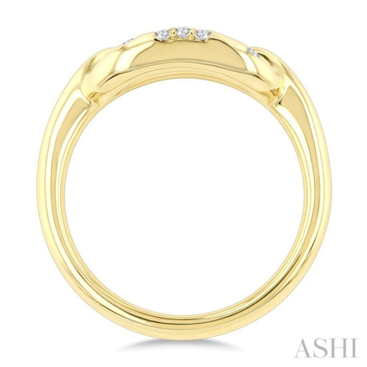 1/5 Ctw Flush Set Paperclip Link Round Cut Diamond Mosaic Ring in 10K Yellow Gold