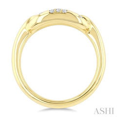 1/5 Ctw Flush Set Paperclip Link Round Cut Diamond Mosaic Ring in 10K Yellow Gold