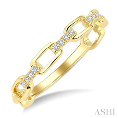 1/20 Ctw Oval Shaped Open Window Links Round Cut Diamond Stackable Fashion Band in 10K Yellow Gold