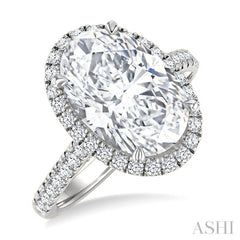 1/2 Ctw Oval Shape Round Cut Diamond Halo Semi-Mount Engagement Ring in 14K White Gold