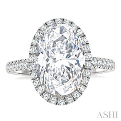 1/2 Ctw Oval Shape Round Cut Diamond Halo Semi-Mount Engagement Ring in 14K White Gold