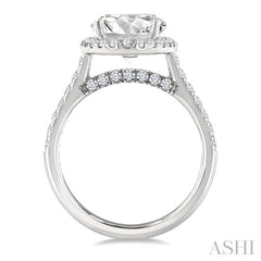 1/2 Ctw Oval Shape Round Cut Diamond Halo Semi-Mount Engagement Ring in 14K White Gold