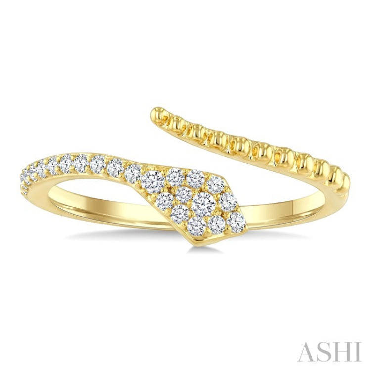 1/5 Ctw Serpent Bead Round Cut Diamond Open Fashion Ring in 10K Yellow Gold