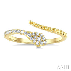 1/5 Ctw Serpent Bead Round Cut Diamond Open Fashion Ring in 10K Yellow Gold