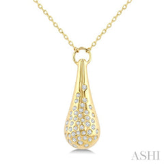 1/5 Ctw Round Cut Diamond Bold Aeris Gold Mosaic Drop Pendant With Chain in 14K Yellow Gold