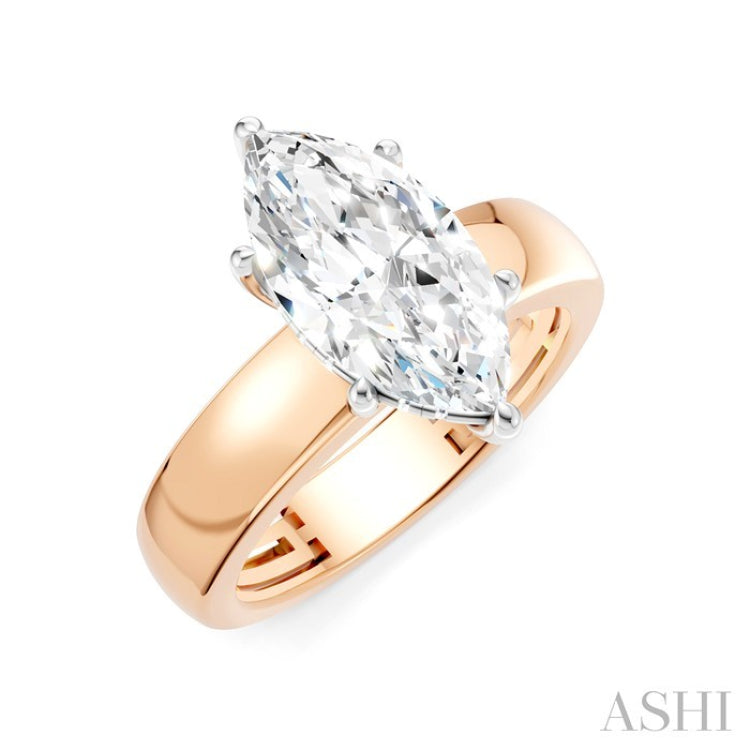 1/10 Ctw Akari Marquise Shape Round Cut Diamond Semi-Mount Engagement Ring in 14K Rose and White Gold