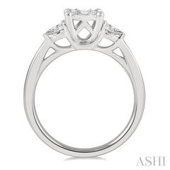 5/8 Ctw Fusion Pear Cut, Baguette and Round Cut Diamond Fashion Ring in 14K White Gold