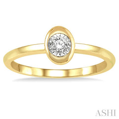 1/50 Ctw Oval Shape Round Cut Diamond Promise Ring in 10K Yellow Gold