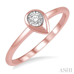 1/50 Ctw Pear Shape Round Cut Diamond Promise Ring in 10K Rose Gold
