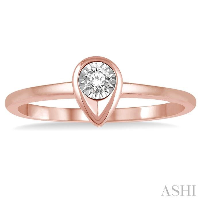 1/50 Ctw Pear Shape Round Cut Diamond Promise Ring in 10K Rose Gold